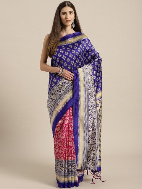 

Rajesh Silk Mills Blue & Beige Printed Saree
