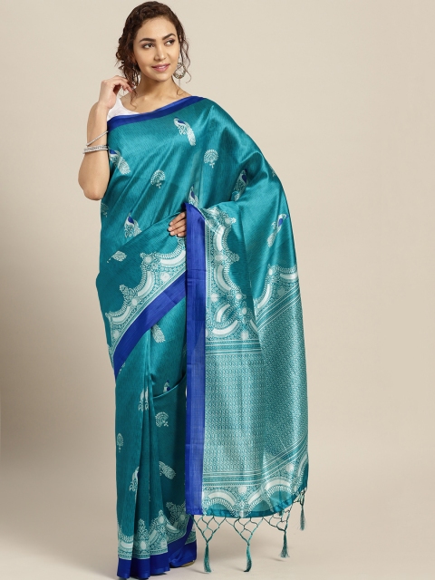 

Rajesh Silk Mills Turquoise Blue Printed Saree
