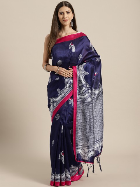 

Rajesh Silk Mills Purple & White Woven Design Saree
