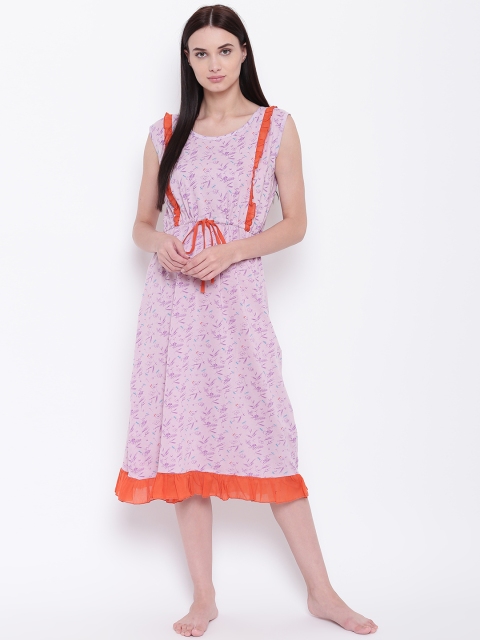 

9teenAGAIN Pink & Purple Printed Nightdress 3AW16-1334-N1