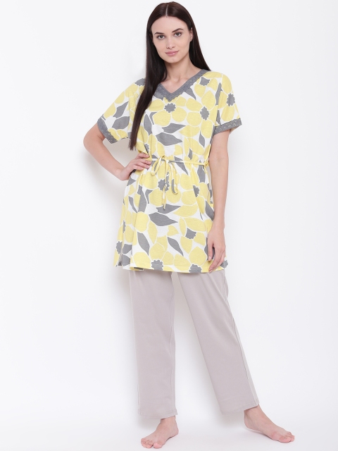 

9teenAGAIN Women Yellow & Grey Printed Night Suit 4AW16-0297-NS1