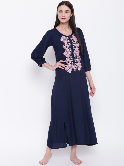 

9teenAGAIN Navy Blue & Pink Printed Nightdress 3SS16-1234-N1