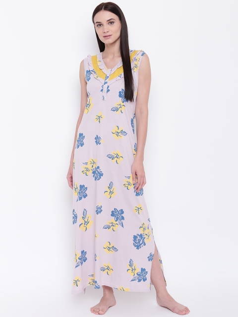 

9teenAGAIN Peach-Coloured & Yellow Printed Nightdress 3SS17-1466-N1