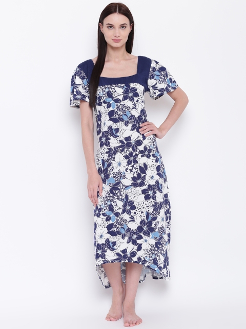 

9teenAGAIN Blue & White Printed Nursing Midi Nightdress 3MN16-1356-N1