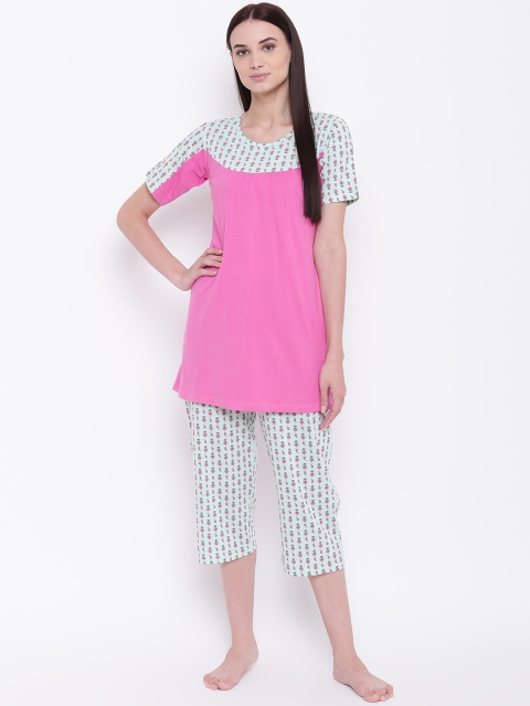 

9teenAGAIN Women Pink & Green Printed Night Suit 3AW16-1348-NS1