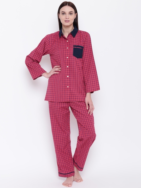 

9teenAGAIN Women Red & Navy Checked Night Suit 3SS18-1547-NS1