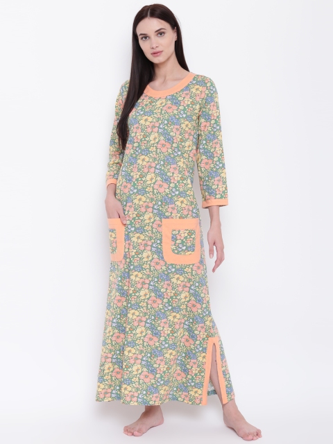 

9teenAGAIN Green & Yellow Printed Nightdress 4AW16-0294-NS1