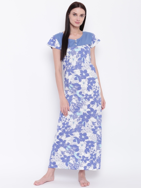 

9teenAGAIN Blue & White Printed Maxi Nightdress 3SS16-1208-N1