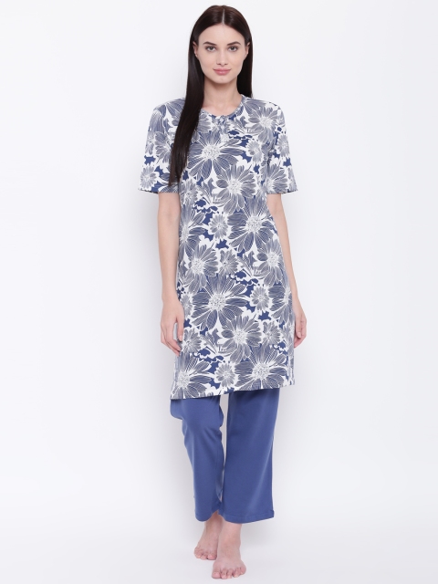 

9teenAGAIN Women Blue & White Printed Night Suit 1SS16-0010/NS1