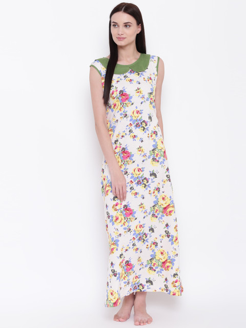

9teenAGAIN Off-White & Pink Floral Print Nightdress 3AW16-1346-N1