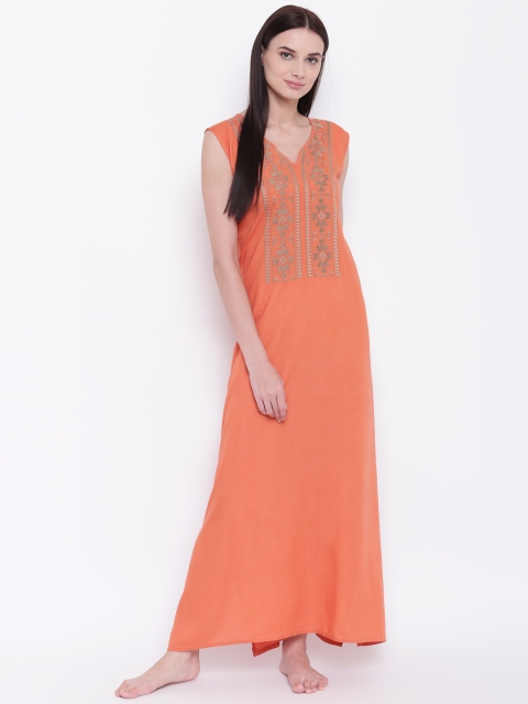 

9teenAGAIN Rust Orange Embroidered Detail Nightdress 3SS17-1473-N1