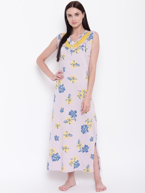 

9teenAGAIN Lavender & Yellow Printed Nursing Maxi Nightdress 3MN17-1465-N1-XXL