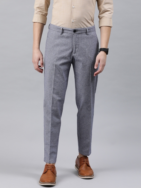 

Allen Solly Sport Men Navy Blue Smart Slim Fit Self Design Regular Trousers