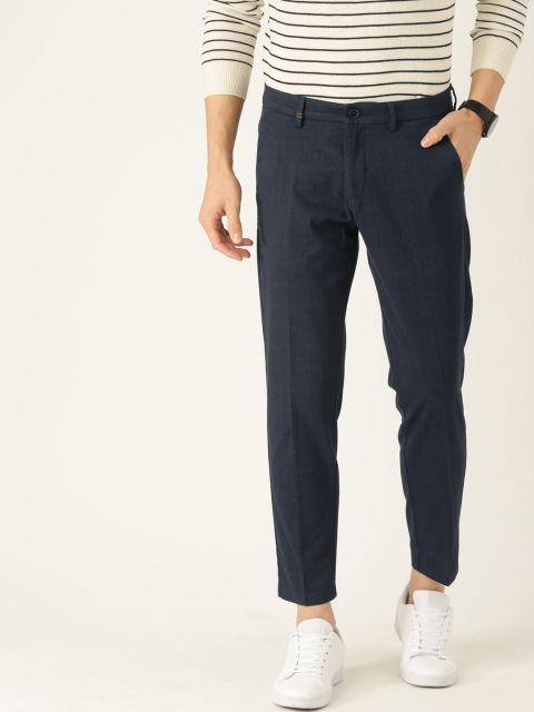 

Allen Solly Sport Wimbledon Men Navy Blue Cropped Fit Solid Regular Trousers