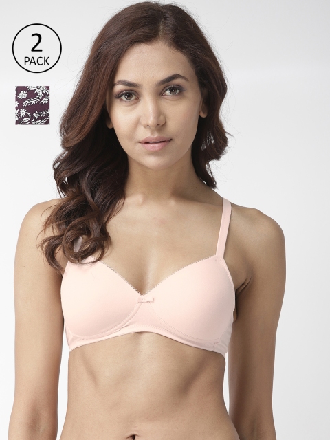 

Marks & Spencer Pack of 2 Non-Wired Lightly Padded Everyday Bras T333200BLACKCURRANT, Burgundy