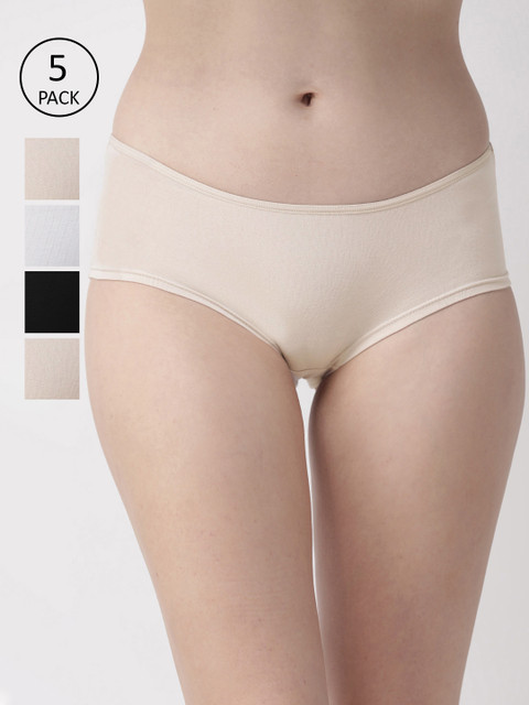

Marks & Spencer Women Pack of 5 Solid Basic Briefs T614927I, Beige