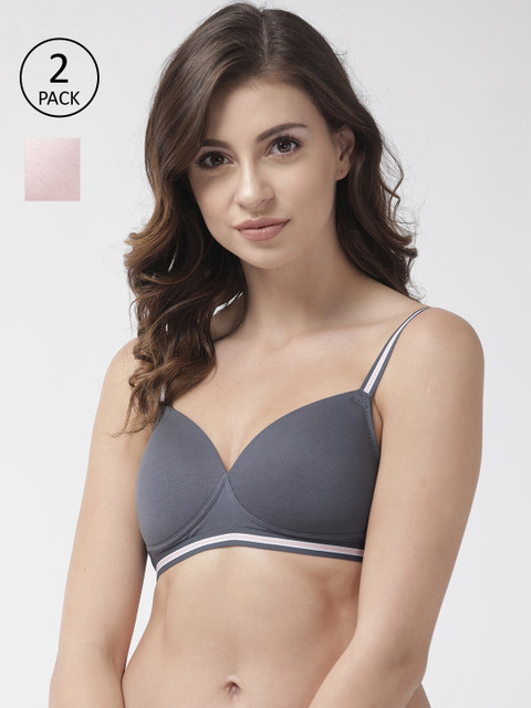 

Marks & Spencer Women Pack of 2 Solid Lightly Padded T-Shirt Bras T333200E, Charcoal