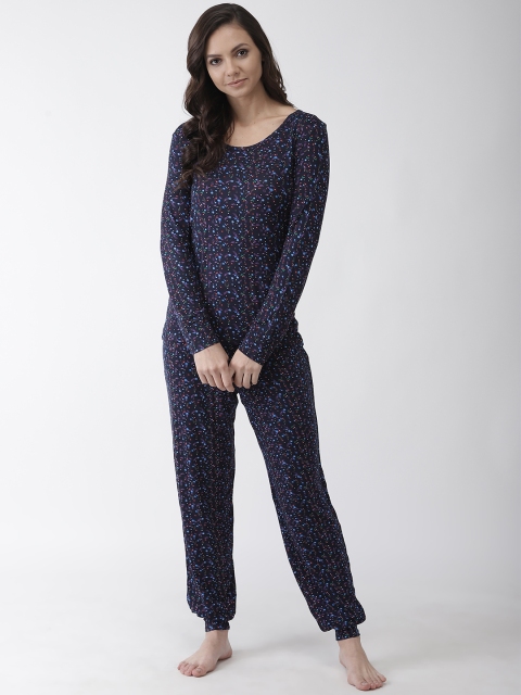

Marks & Spencer Women Navy Blue Printed Nightsuit