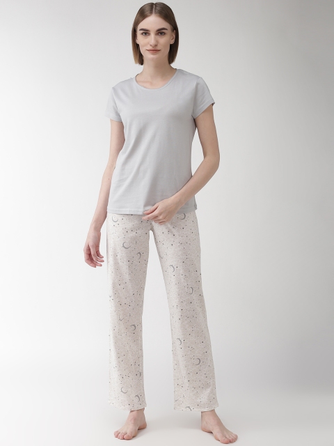 

Marks & Spencer Women Grey & Brown Printed Night suit