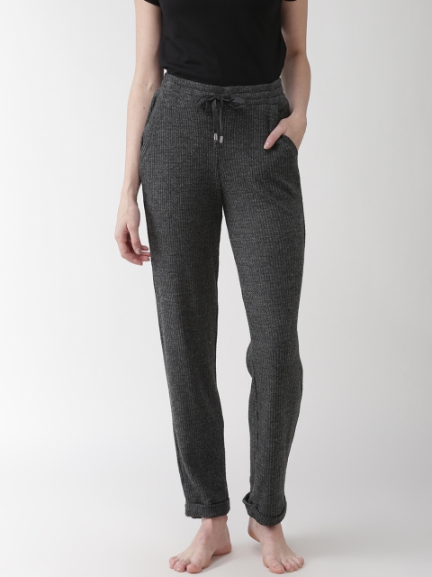 

Marks & Spencer Women Charcoal Grey Self-Striped Lounge Pants