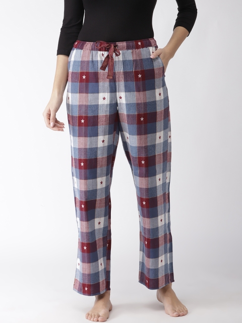 

Marks & Spencer Women Navy Blue & Maroon Checked Pyjamas