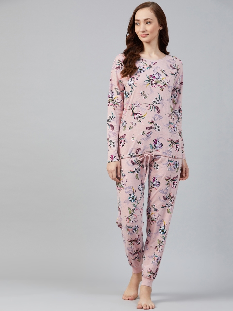 

Marks & Spencer Women Pink & White Floral Printed Night suit