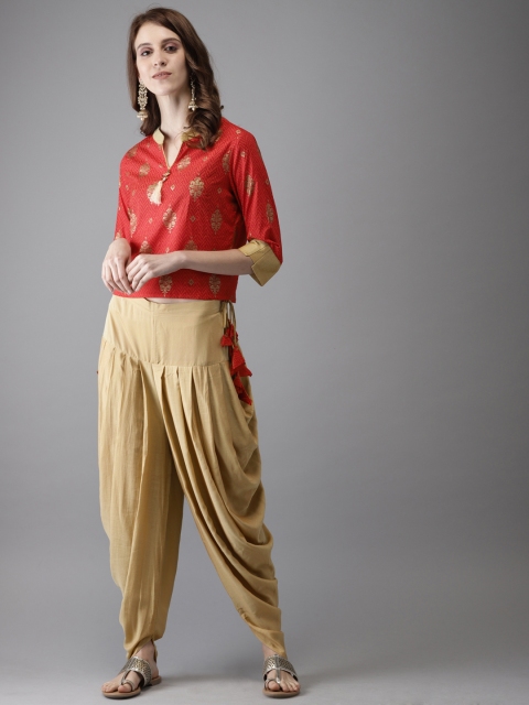 

Anouk Women Red & Beige Printed Top with Patiala
