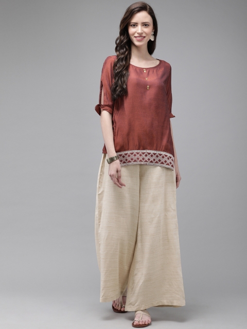 

Anouk Women Maroon & Beige Kurti with Palazzos