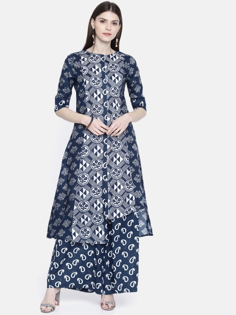 

Anouk Women Blue & White Printed Kurta with Palazzos