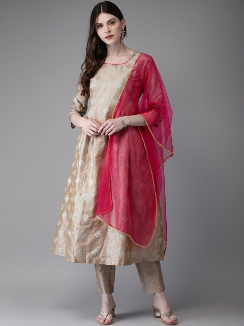 

Anouk Women Grey Embroidered Kurta with Trousers & Dupatta