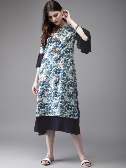 

Anouk Women Blue & White Printed Layered A-Line Kurta
