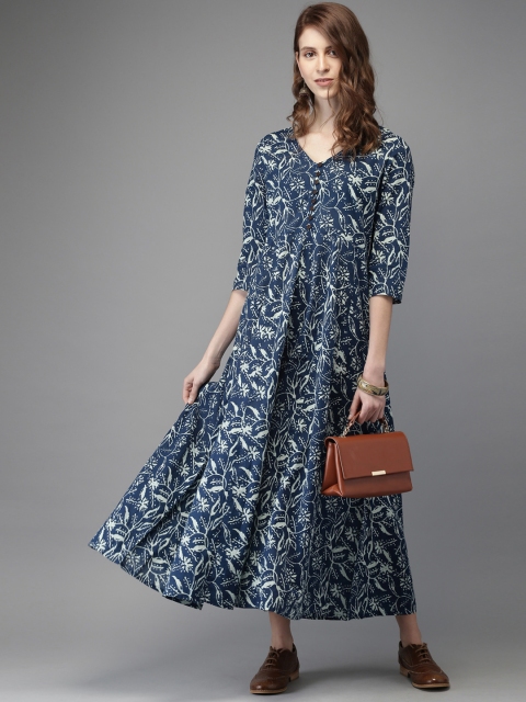 

Anouk Women Navy Blue Dyed A-Line Kurta