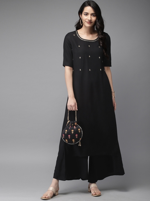 

Anouk Women Black Yoke Design Kurta with Palazzos
