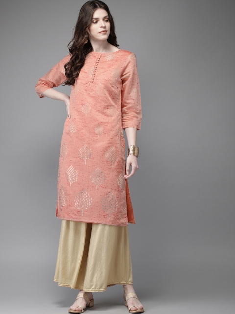 

Anouk Women Pink Printed Straight Kurta