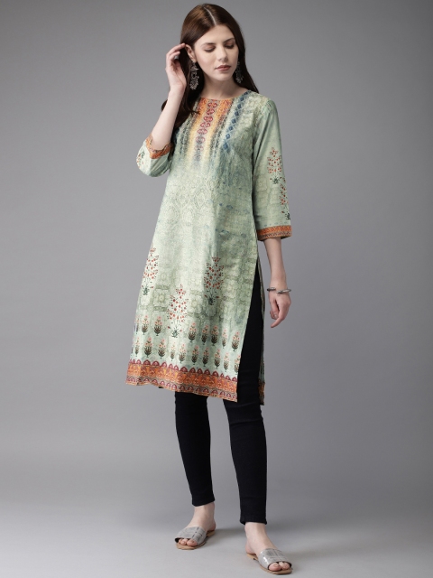 

Anouk Women Green Embroidered Straight Kurta
