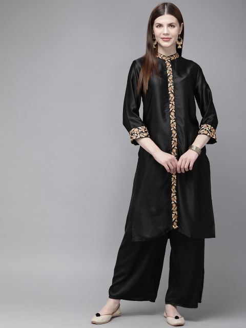 

Anouk Women Black Solid Kurta with Palazzos