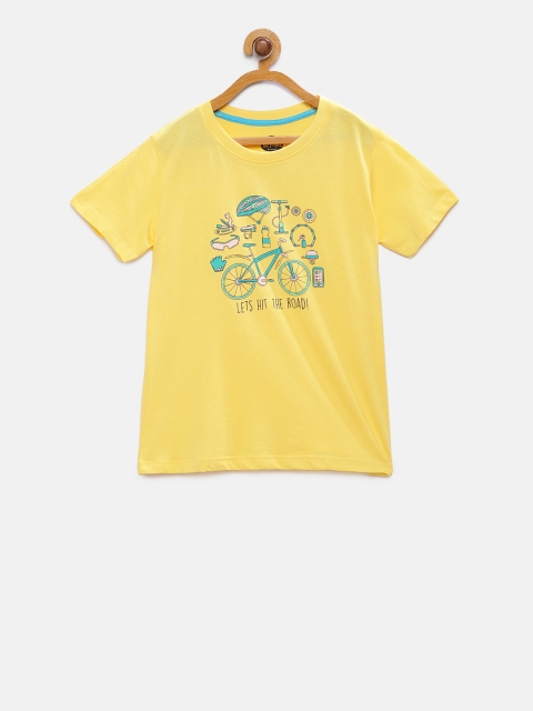 

Cub McPaws Boys Yellow Printed Round Neck T-shirt