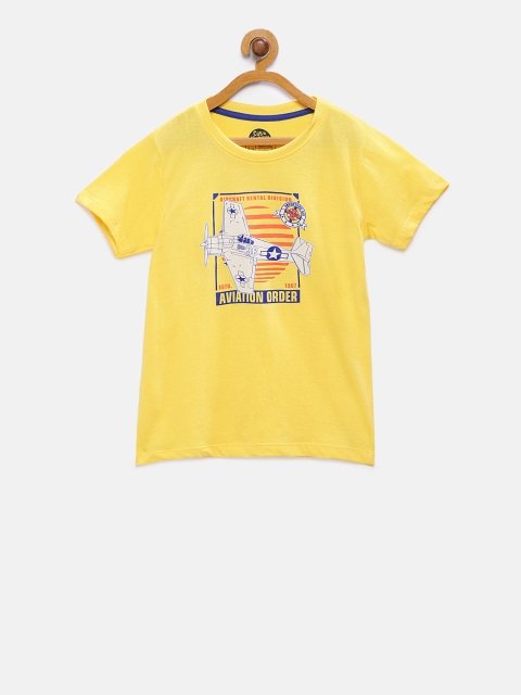 

Cub McPaws Boys Yellow Printed Round Neck T-shirt