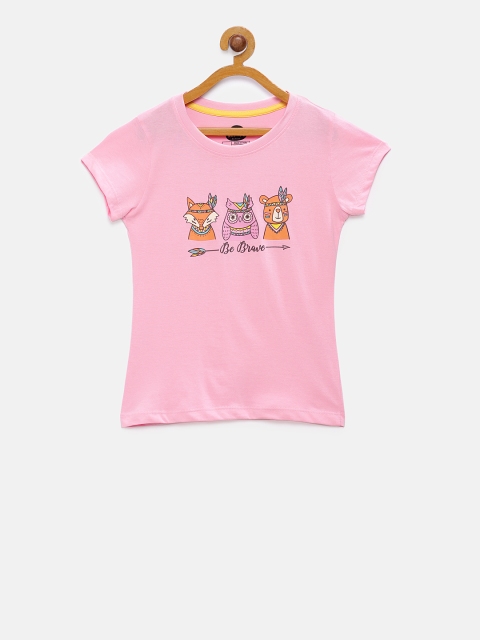 

Cub McPaws Girls Pink Printed Round Neck T-shirt