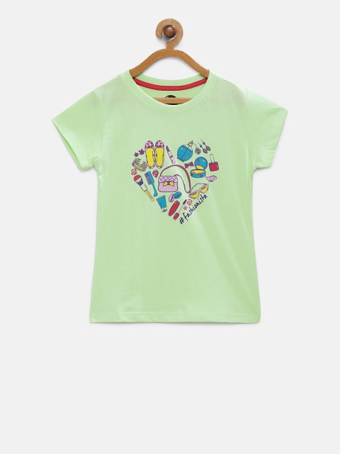 

Cub McPaws Girls Green Printed Round Neck T-shirt
