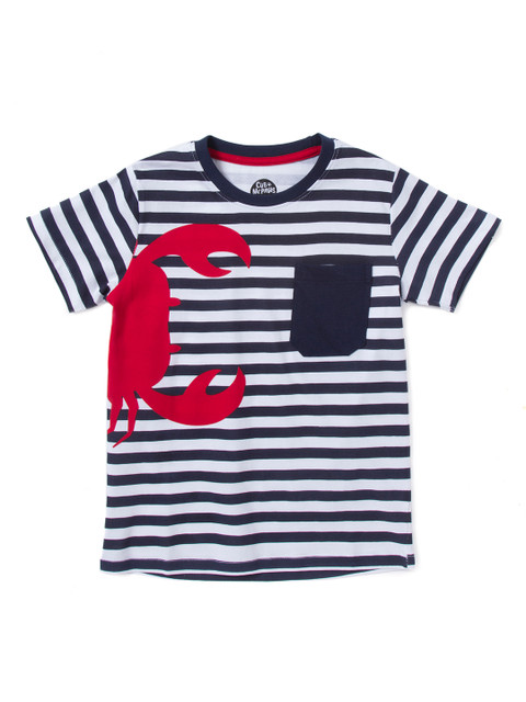 

Cub McPaws Boys White Striped Round Neck T-shirt