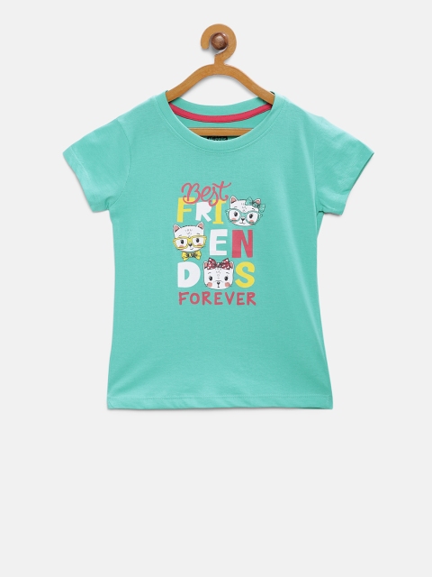

Cub McPaws Girls Green Printed Round Neck T-shirt