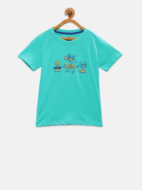 

Cub McPaws Boys Blue Printed Round Neck T-shirt, Green