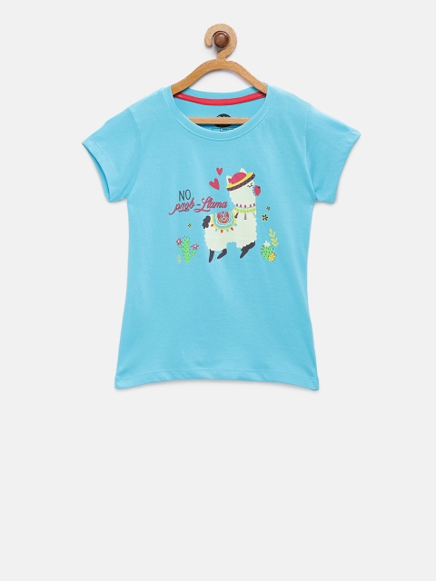 

Cub McPaws Girls Blue Printed Round Neck T-shirt