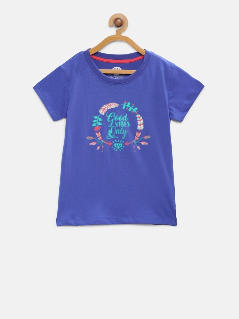 

Cub McPaws Girls Blue Printed Round Neck T-shirt