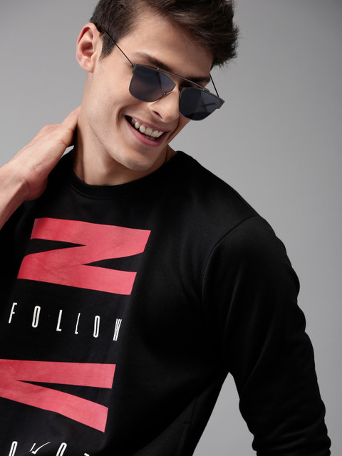 

HERE&NOW Men Black Printed Sweatshirt