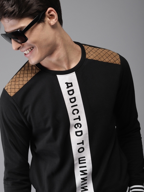 

HERE&NOW Men Black Printed Sweatshirt