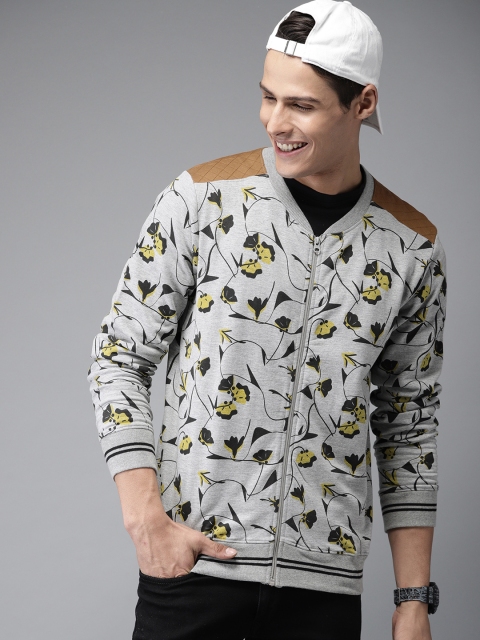 

HERE&NOW Men Grey Printed Sweatshirt