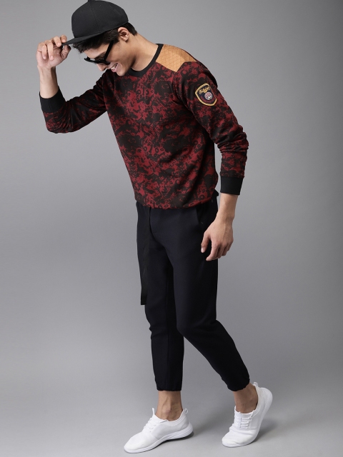 

HERE&NOW Men Black & Red Printed Sweatshirt