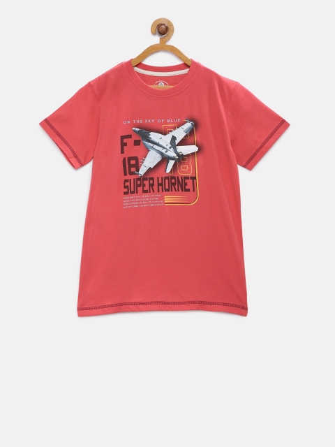

Cub McPaws Boys Red Organic Printed Round Neck Sustainable T-shirt